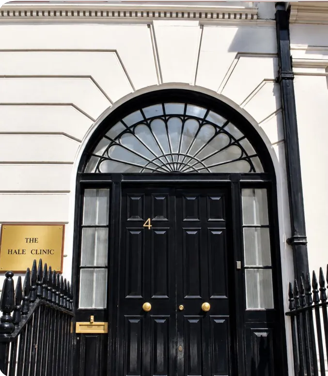 Front door of The Hale Clinic on Harley Street