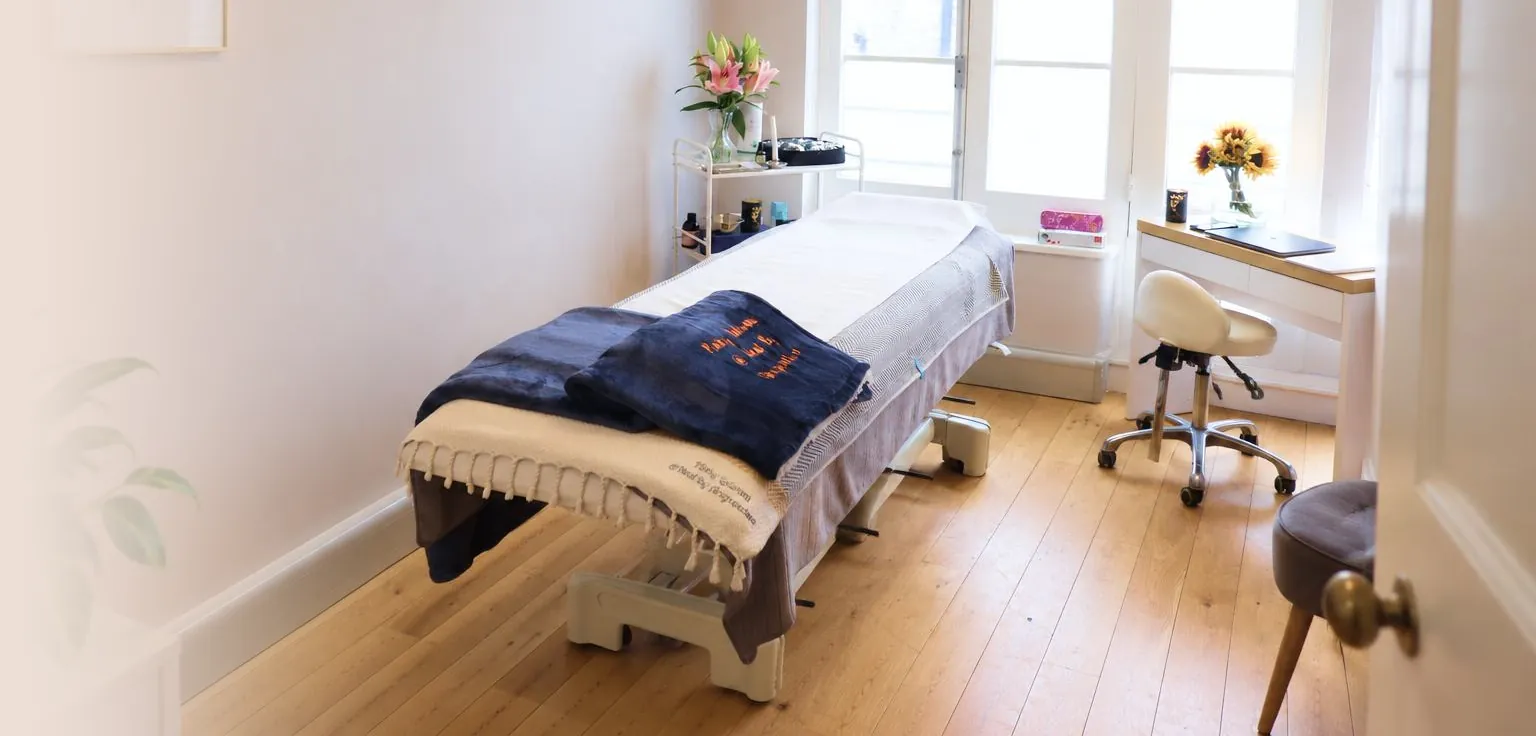 Bright acupuncture treatment room at the London clinic